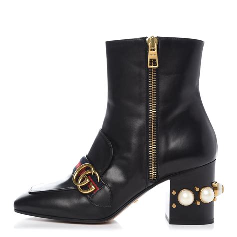 gucci pearl ankle boots|high heel gucci boots.